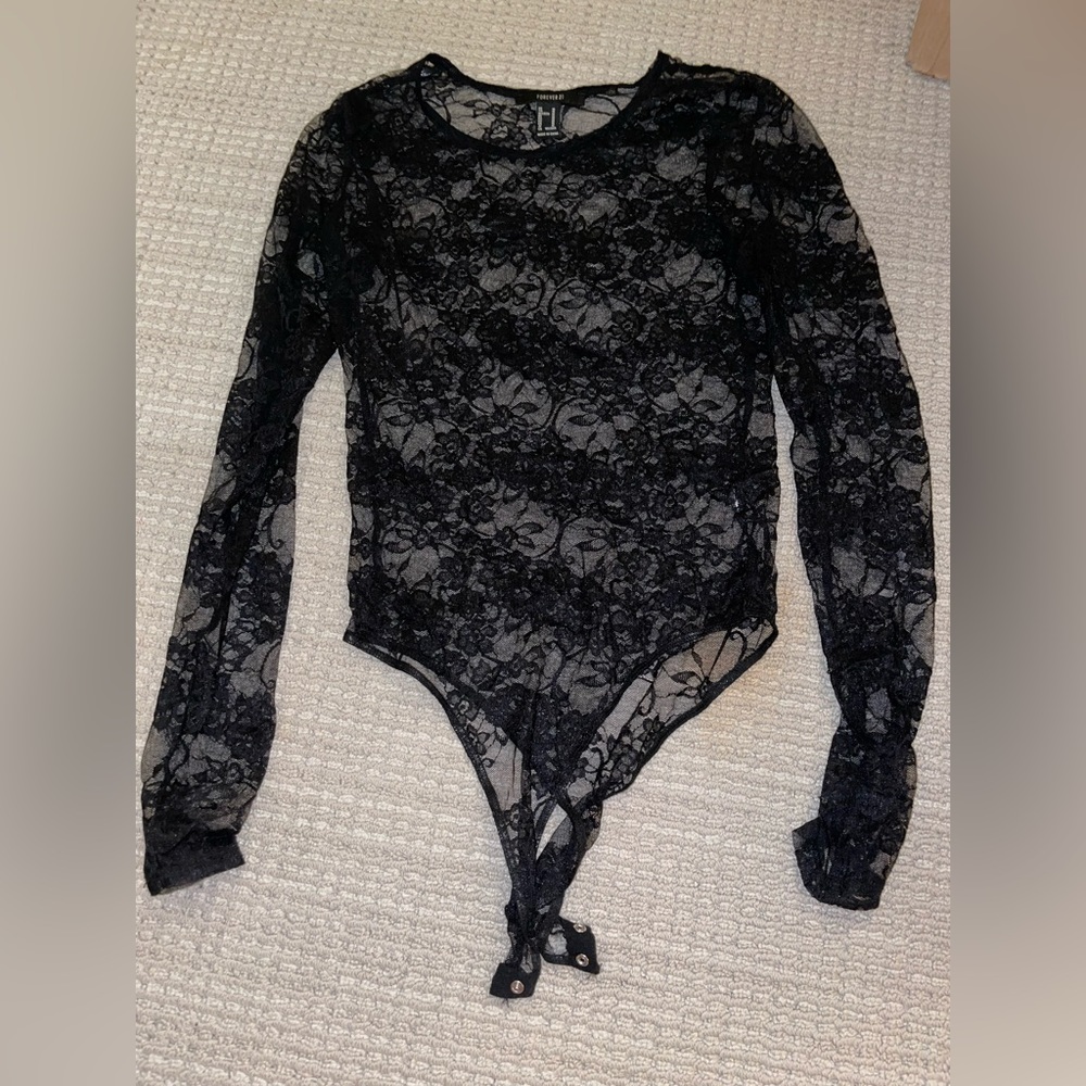 Forever 21 Sheer Lace Bodysuit